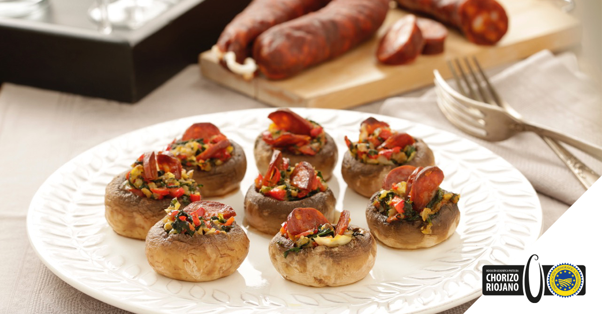 CHAMPIGNONS FARCIS AU CHORIZO