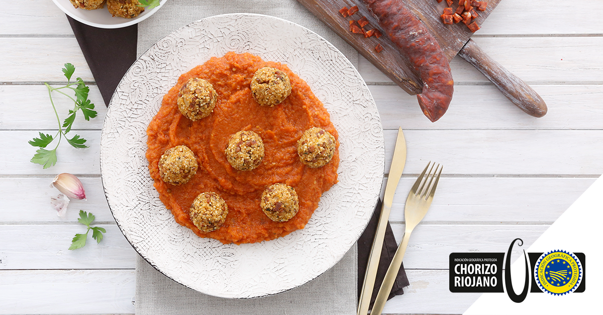 Recipe of quinoa meatballs with Chorizo Riojano PGI